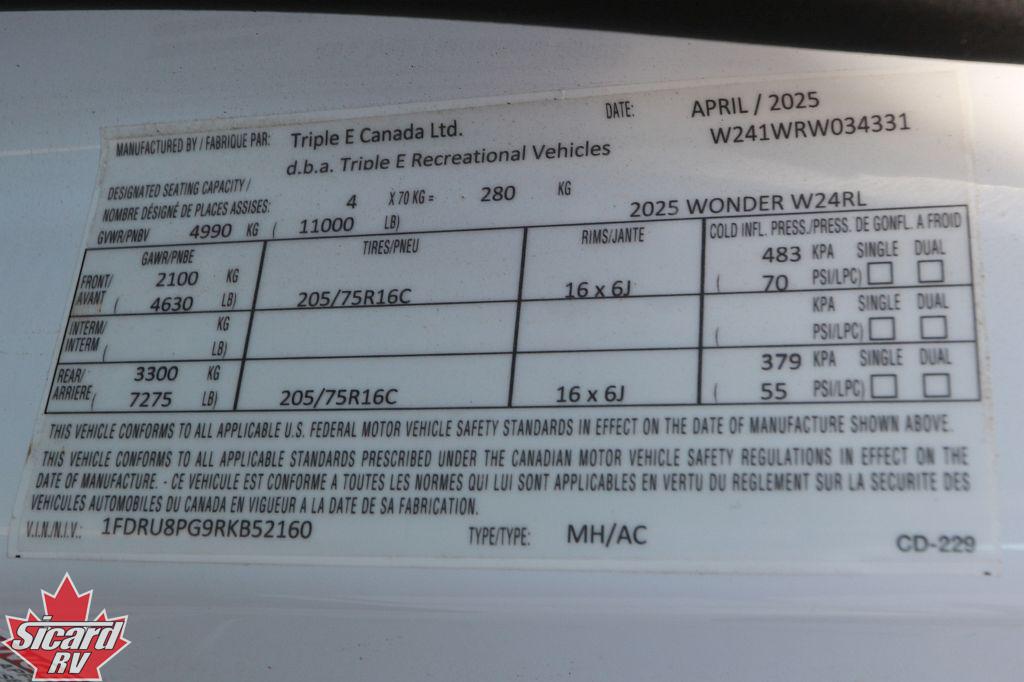 2025 LEISURE TRAVEL VANS WONDER W24RL-AWD