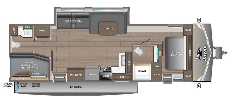 Floorplan for 2027 JAYCO JAY FLIGHT 330TBS
