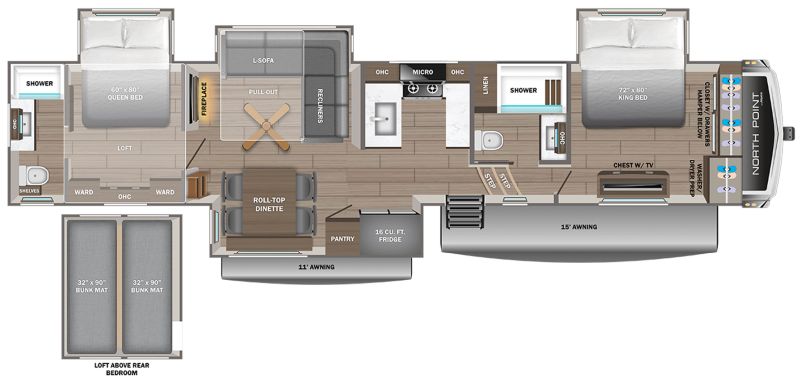 Floorplan for 2027 JAYCO NORTH POINT 395DSDB