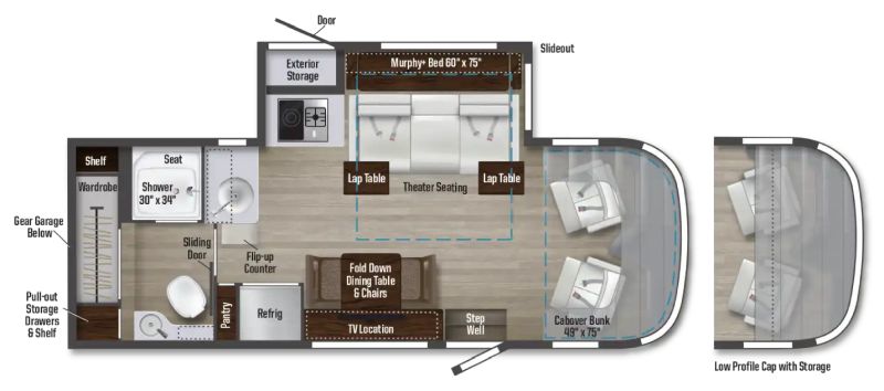 Floorplan for 2025 WINNEBAGO VIEW 24T