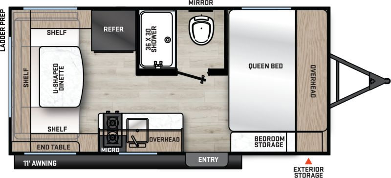 Floorplan for 2026 FOREST RIVER AURORA LIGHT 15RDX