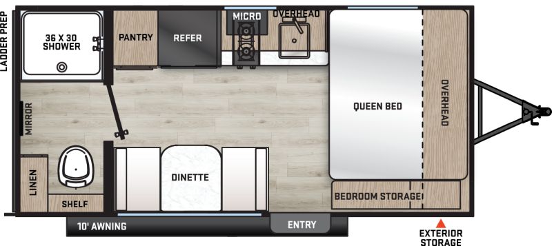 Floorplan for 2026 FOREST RIVER AURORA LIGHT 15RBX