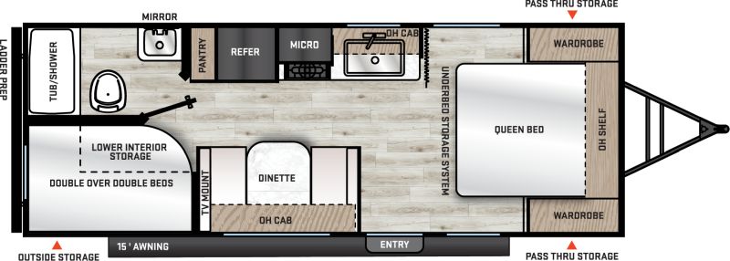 Floorplan for 2026 FOREST RIVER AURORA LIGHT 21BH