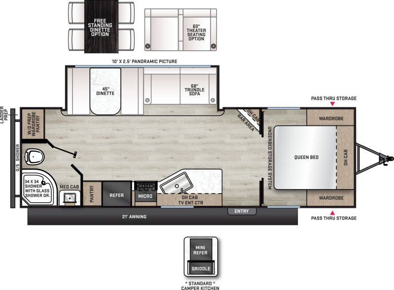 Floorplan for 2026 FOREST RIVER AURORA 24RBS