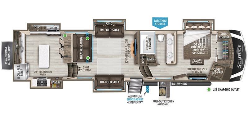 Floorplan for 2022 GRAND DESIGN SOLITUDE 390RK
