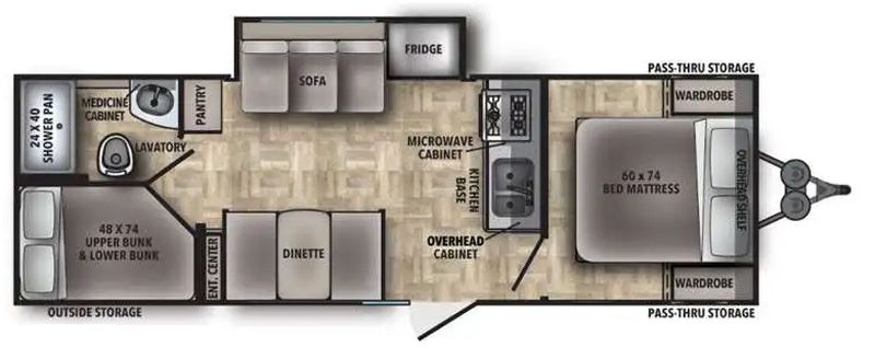 Floorplan for 2022 GRAND RIVER COMFORTLINE 259BHS