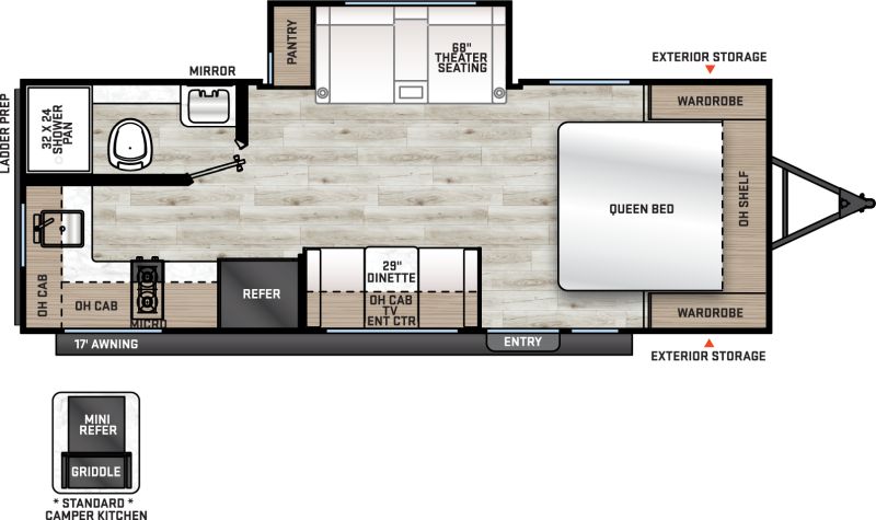 Floorplan for 2026 FOREST RIVER AURORA LIGHT 19RBS