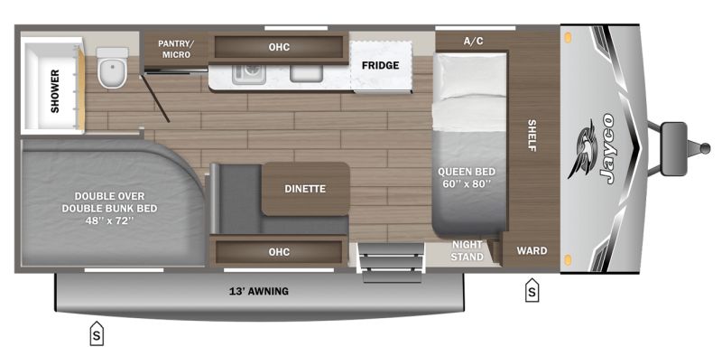 Floorplan for 2026 JAYCO JAY FLIGHT SLX 172DB