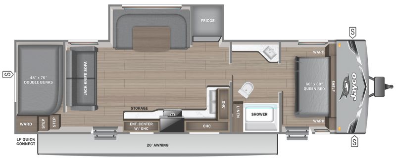 Floorplan for 2026 JAYCO JAY FLIGHT SLX 287BHS