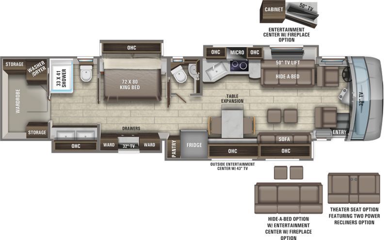 Floorplan for 2022 ENTEGRA COACH CORNERSTONE 45F