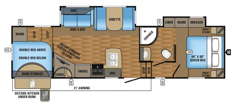 Floorplan for 2017 JAYCO EAGLE HT 29.5BHDS