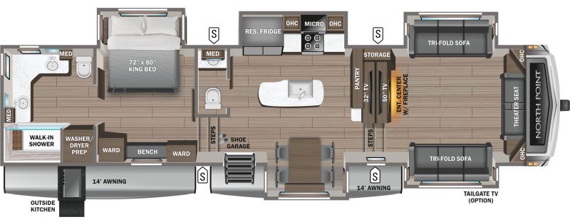 Floorplan for 2023 JAYCO NORTH POINT 382FLRB