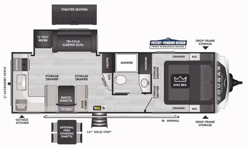 Floorplan for 2025 KEYSTONE COUGAR 25MLE