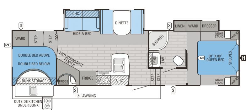 Floorplan for 2016 JAYCO EAGLE HT 29.5BHDS