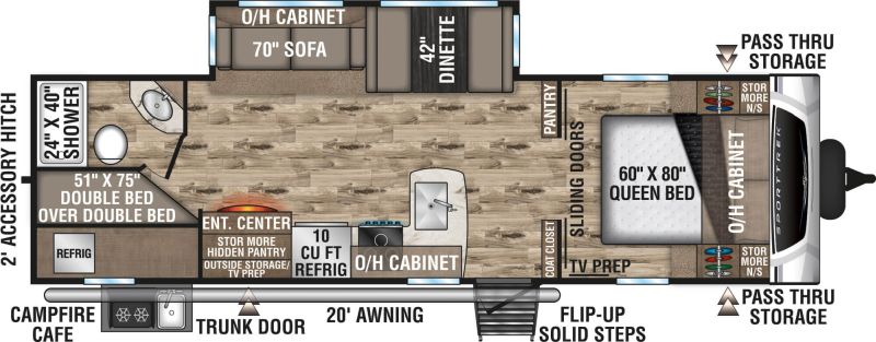 Floorplan for 2021 VENTURE RV SPORTTREK 281VBH