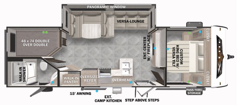 Floorplan for 2024 FOREST RIVER WILDWOOD X-LITE 263BHXL