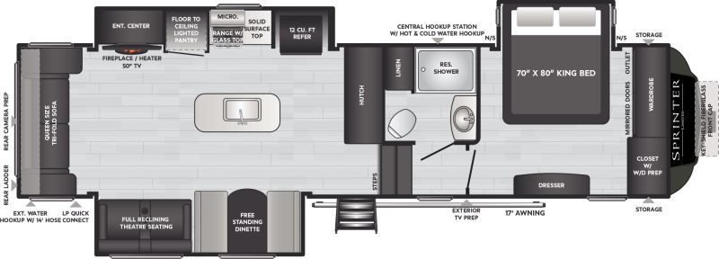 Floorplan for 2021 KEYSTONE SPRINTER LIMITED 3190RLS