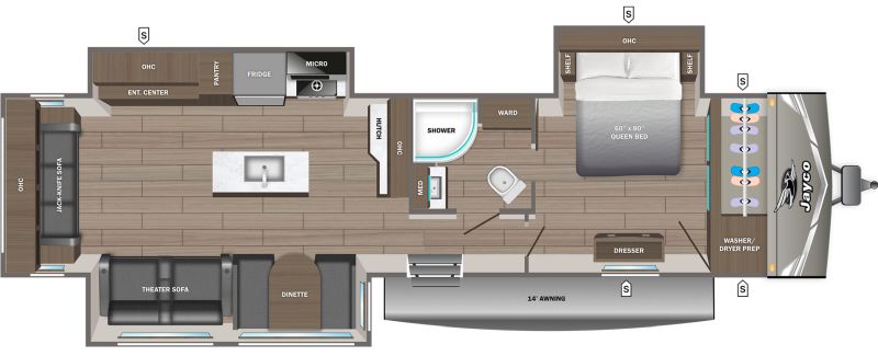 Floorplan for 2027 JAYCO JAY FLIGHT 334RTS