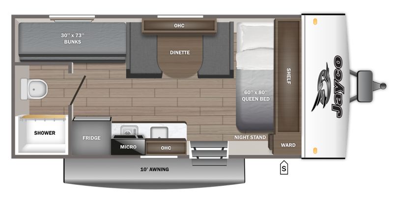 Floorplan for 2027 JAYCO JAY FEATHER AIR SUPER LITE 17BHSL