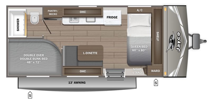Floorplan for 2027 JAYCO JAY FLIGHT 172DB