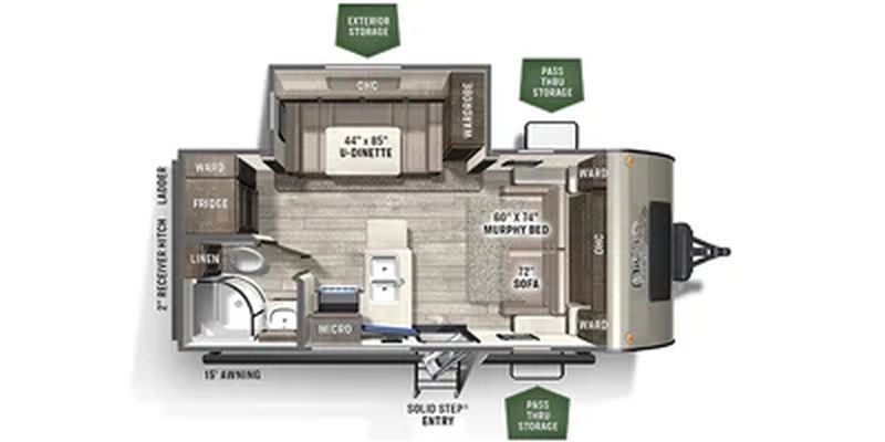 Floorplan for 2021 FLAGSTAFF MICRO LITE 21DS