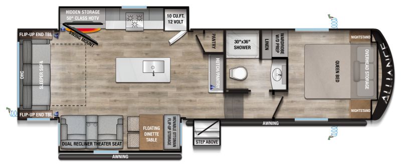 Floorplan for 2027 ALLIANCE AVENUE ALL-ACCESS SERIES 29RL