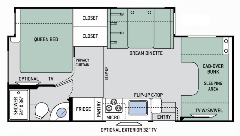 Floorplan for 2019 THOR FOUR WINDS 24F