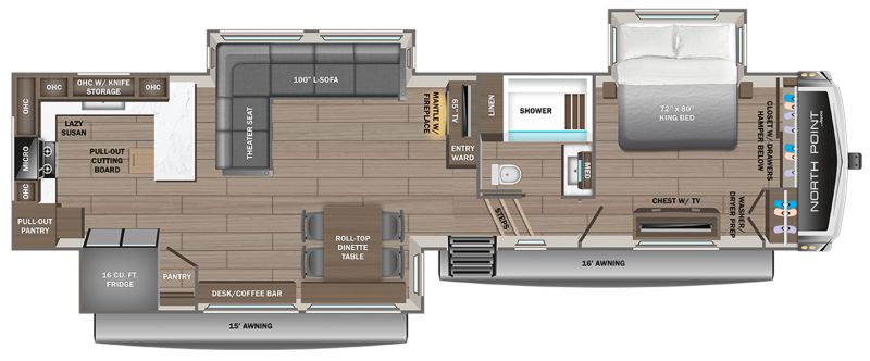 Floorplan for 2027 JAYCO NORTH POINT 365RKTS