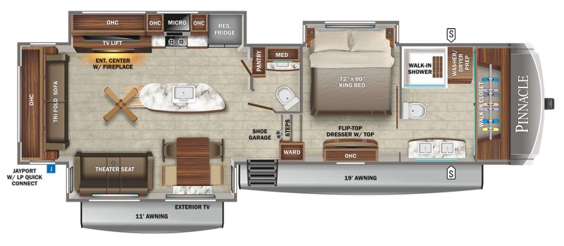 Floorplan for 2022 JAYCO PINNACLE 36FBTS