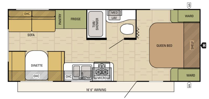Floorplan for 2016 STARCRAFT AR-ONE 21FB