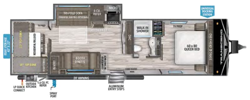 Floorplan for 2022 GRAND DESIGN TRANSCEND 297QB