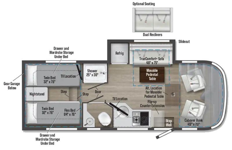 Floorplan for 2025 WINNEBAGO VIEW 24R