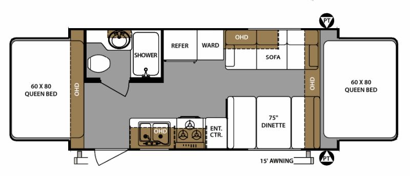 Floorplan for 2018 FOREST RIVER SURVEYOR 192T