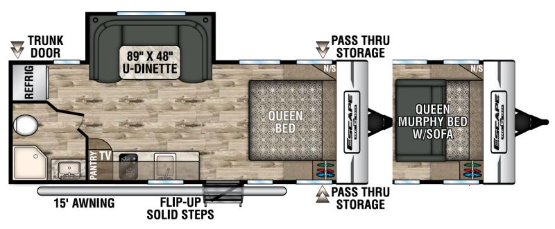Floorplan for 2019 KZ SPREE ESCAPE E201RB