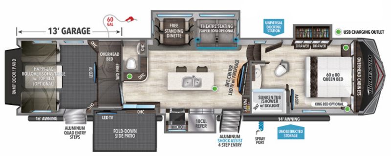 Floorplan for 2022 GRAND DESIGN MOMENTUM 399TH