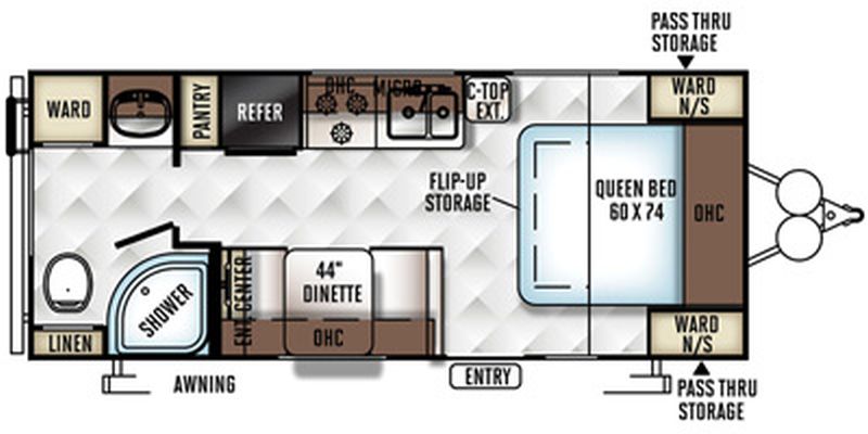 Floorplan for 2018 FOREST RIVER ROCKWOOD MINI LITE 2304