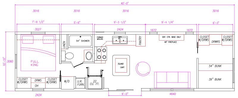 Floorplan for 2027 KROPF CANADIAN LAKESIDE 40FBB