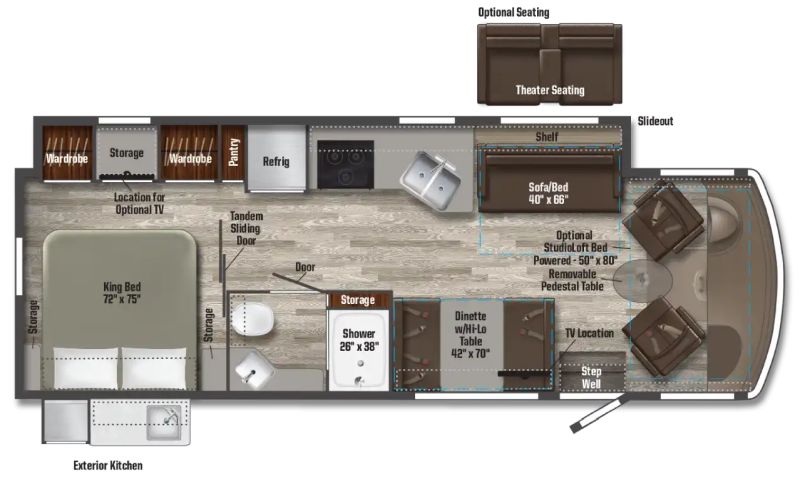 Floorplan for 2023 WINNEBAGO VISTA 29NP