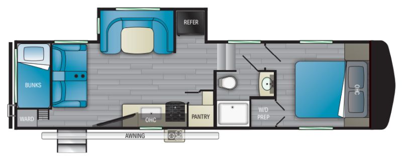 Floorplan for 2021 HEARTLAND MILESTONE 28BH