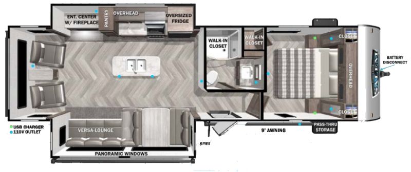 Floorplan for 2022 FOREST RIVER SALEM 27RE