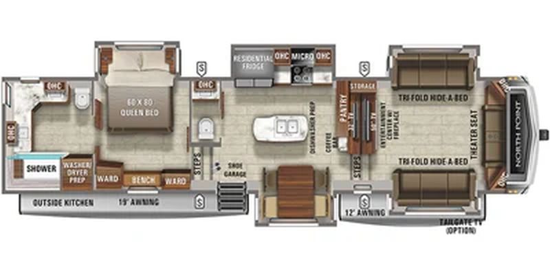 Floorplan for 2022 JAYCO NORTH POINT 382FLRB