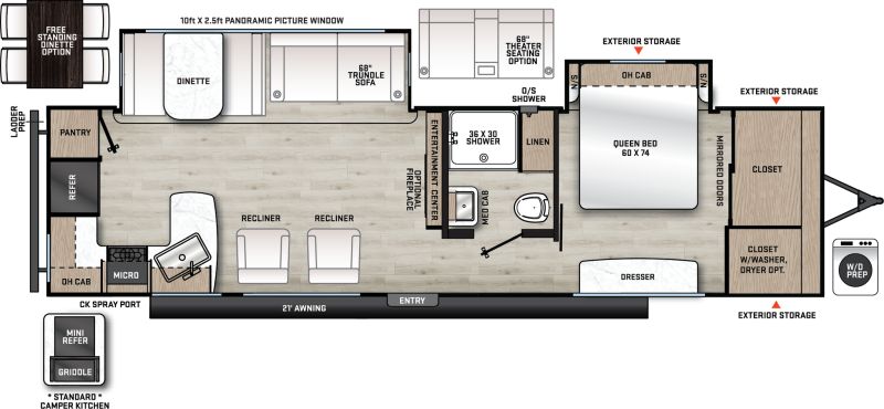 Floorplan for 2026 FOREST RIVER AURORA 31KDS
