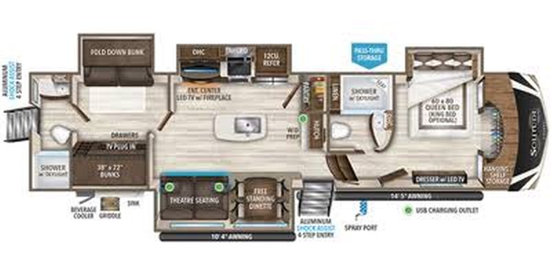 Floorplan for 2020 GRAND DESIGN SOLITUDE M-3950BH