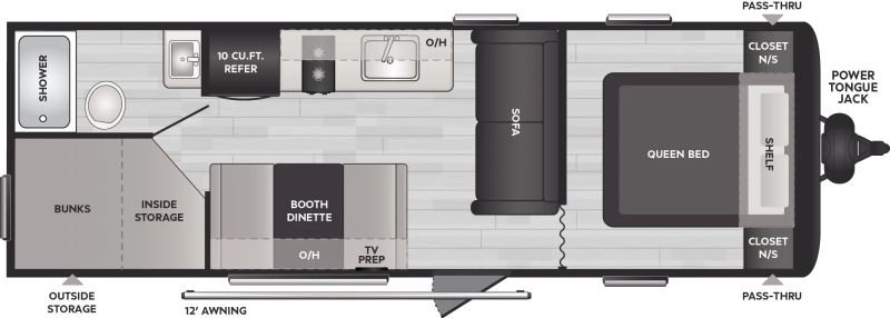 Floorplan for 2024 KEYSTONE HIDEOUT SPORT 240BH