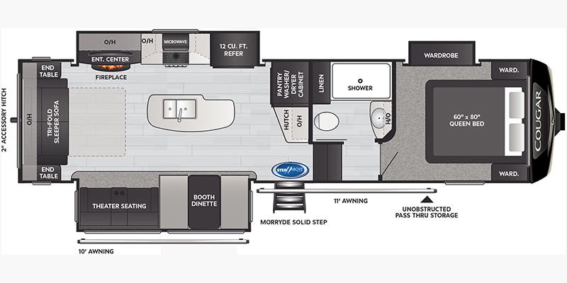 Floorplan for 2021 KEYSTONE COUGAR 290RLS