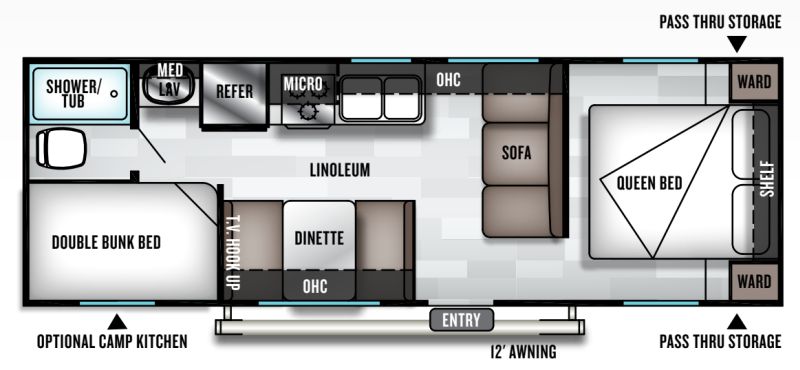 Floorplan for 2019 FOREST RIVER SALEM CRUISE LITE 261BHXL