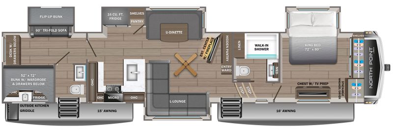 Floorplan for 2027 JAYCO NORTH POINT 391TBBH