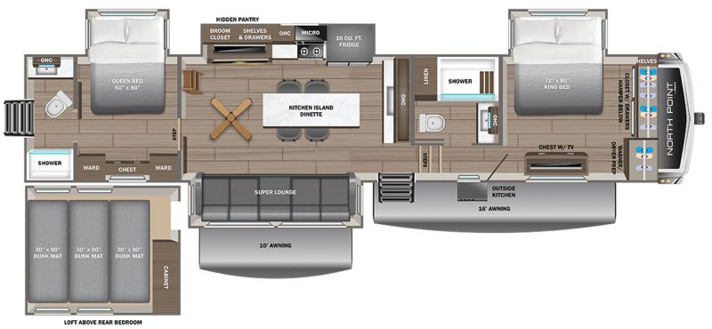 Floorplan for 2027 JAYCO NORTH POINT 375TBDB