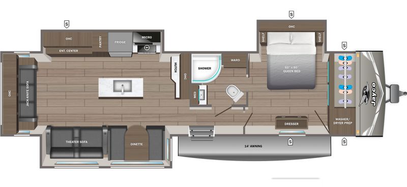 Floorplan for 2027 JAYCO JAY FLIGHT 334RTS