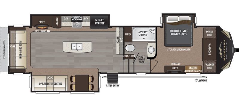 Floorplan for 2017 KEYSTONE MONTANA HIGH COUNTRY 352RL